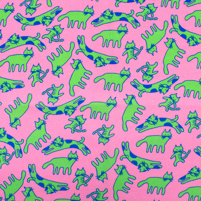 生地 FiN tex-フィンテックス- ゆるネコ 約140cm幅×50cmカット(OKF-029) 1PK.ピンク 09Ae06_